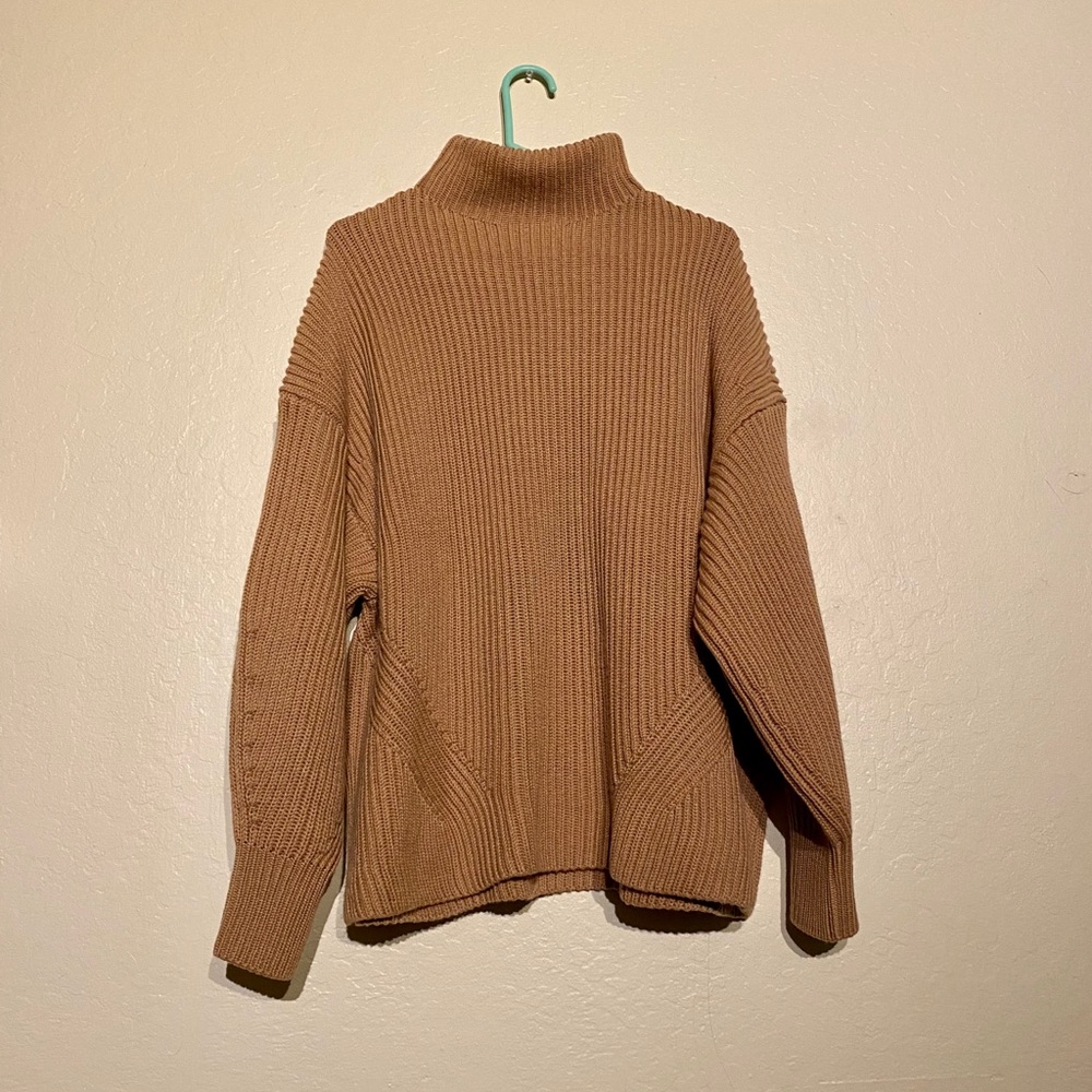 Zara Tan Knit Wool Blend Turtleneck Sweater